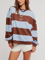 Free People CLASSIC STRIPE CREW WIDE / PERIWINKLE COMBO