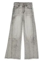 Tractr Jeans SIDE PANELED SEAM WIDE LEG WITH FRAY HEM (LIGHT GREY)