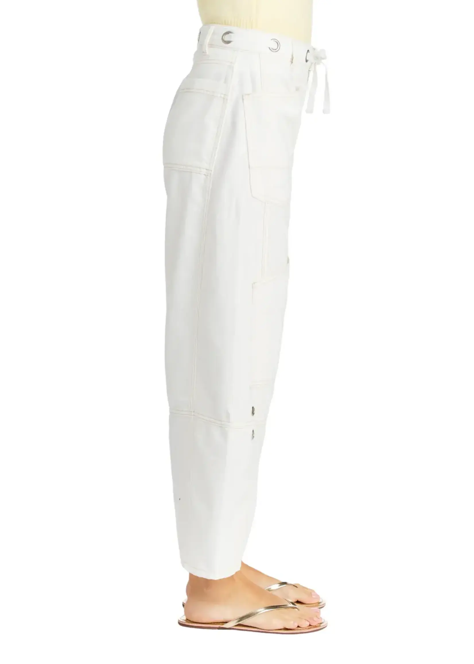 Tractr Jeans GROMMET WAIST PATCHED WIDE LEG (White)
