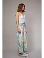 Blue B Patch Print Barrel Leg Jeans (Light Denim)