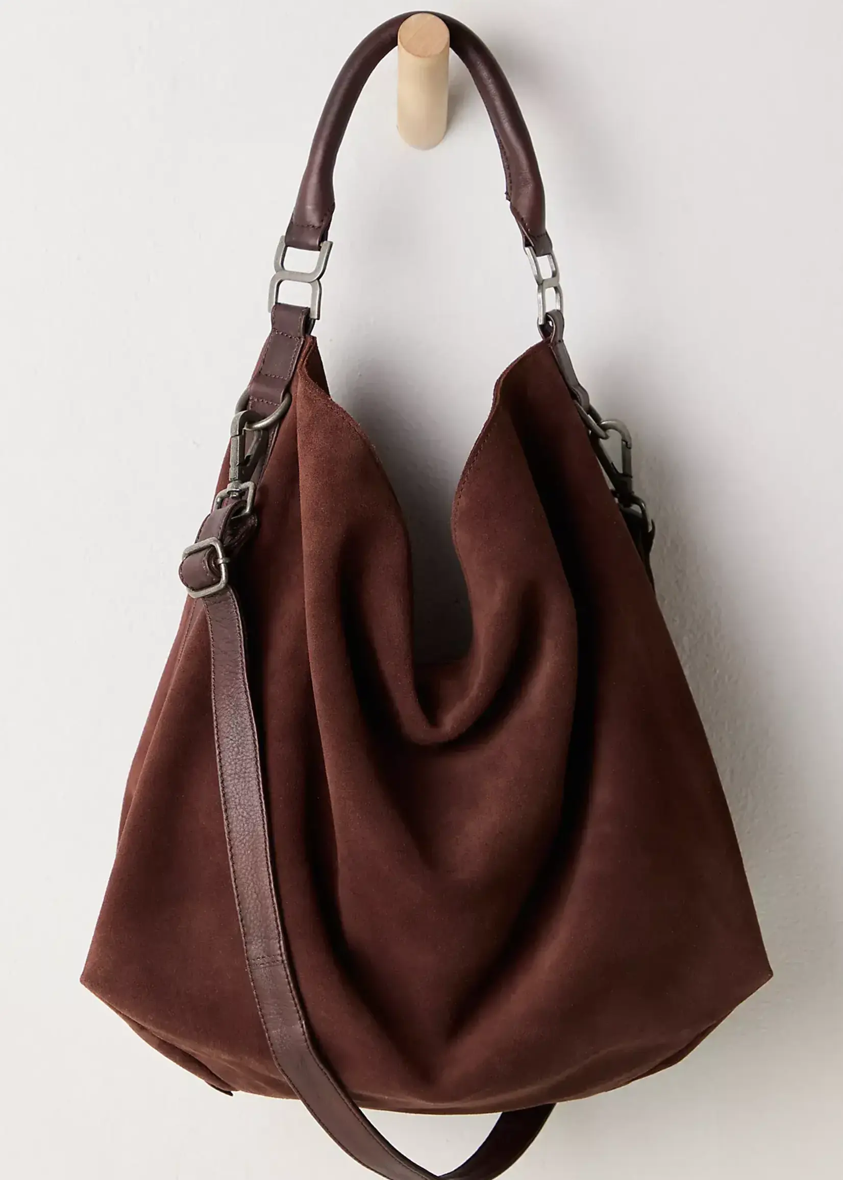 Free People SUZIE SUEDE SLOUCH TOTE / ESPRESSO