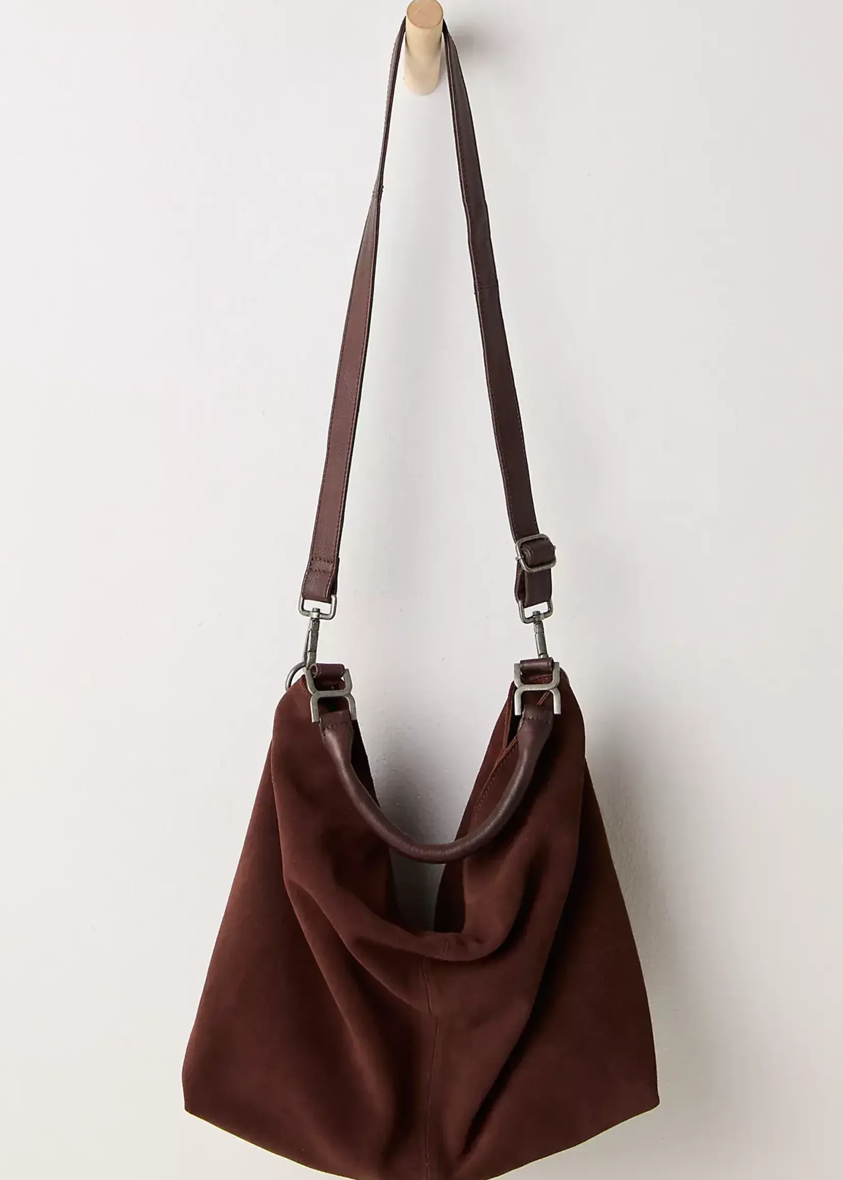 Free People SUZIE SUEDE SLOUCH TOTE / ESPRESSO