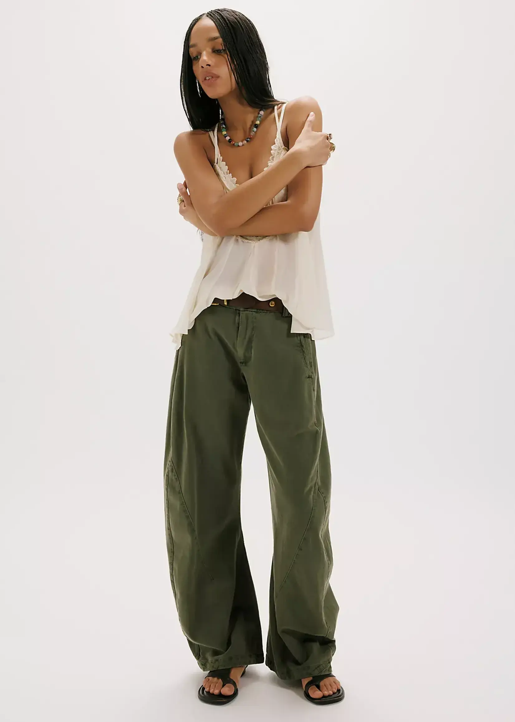 Free People SPOTLIGHT WASHED TROUSER / DUSTY OLIVE