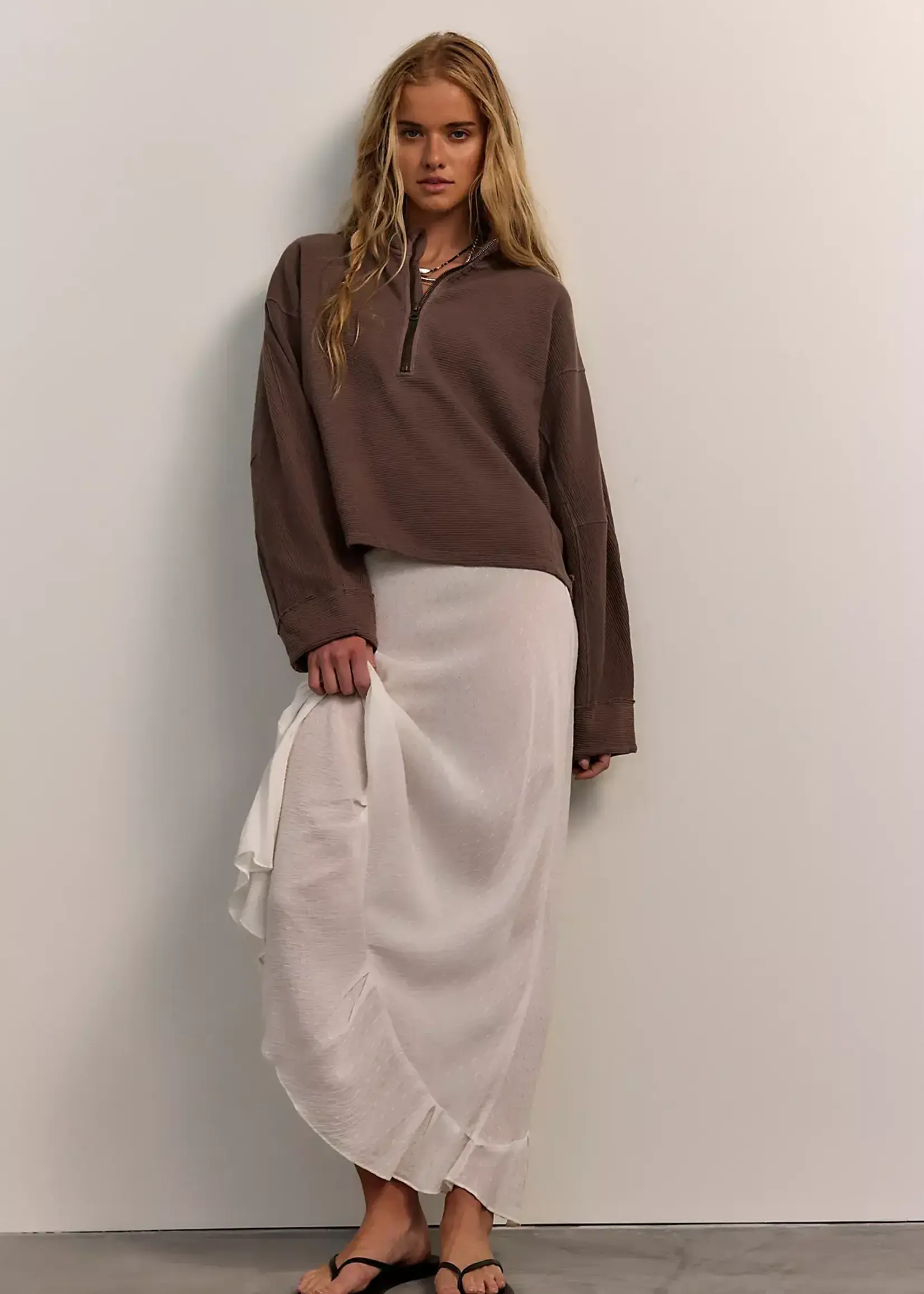 Free People CELESTE QUARTERZIP / MOCHACHINNO
