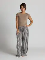 Faceplant Dreams Cotton Printed Pant: Black/Taupe