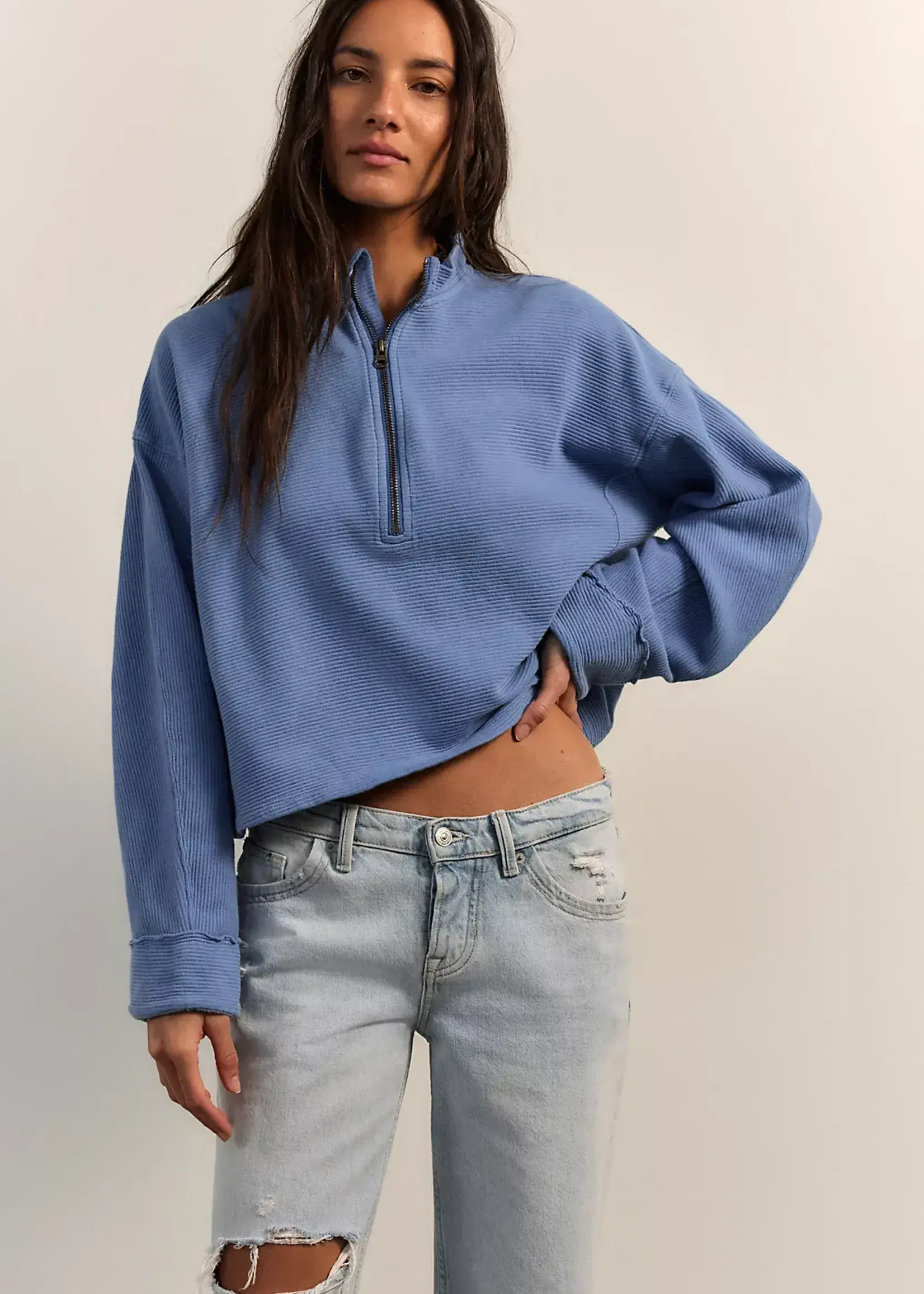 Free People Celeste Quarterzip (Bluebell)