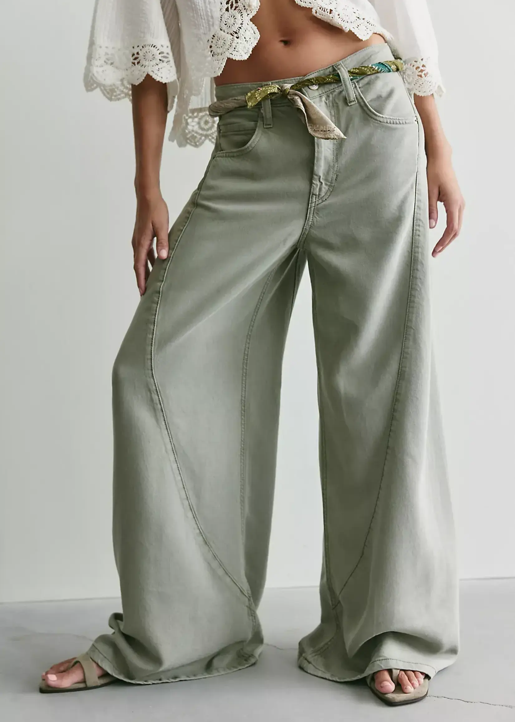 Free People Haven Mr. Baggy Wide Leg Jean (Seagrass)