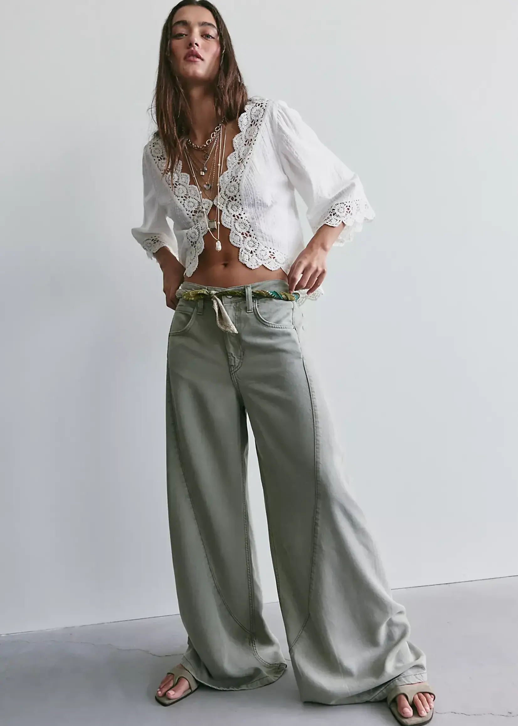 Free People Haven Mr. Baggy Wide Leg Jean (Seagrass)