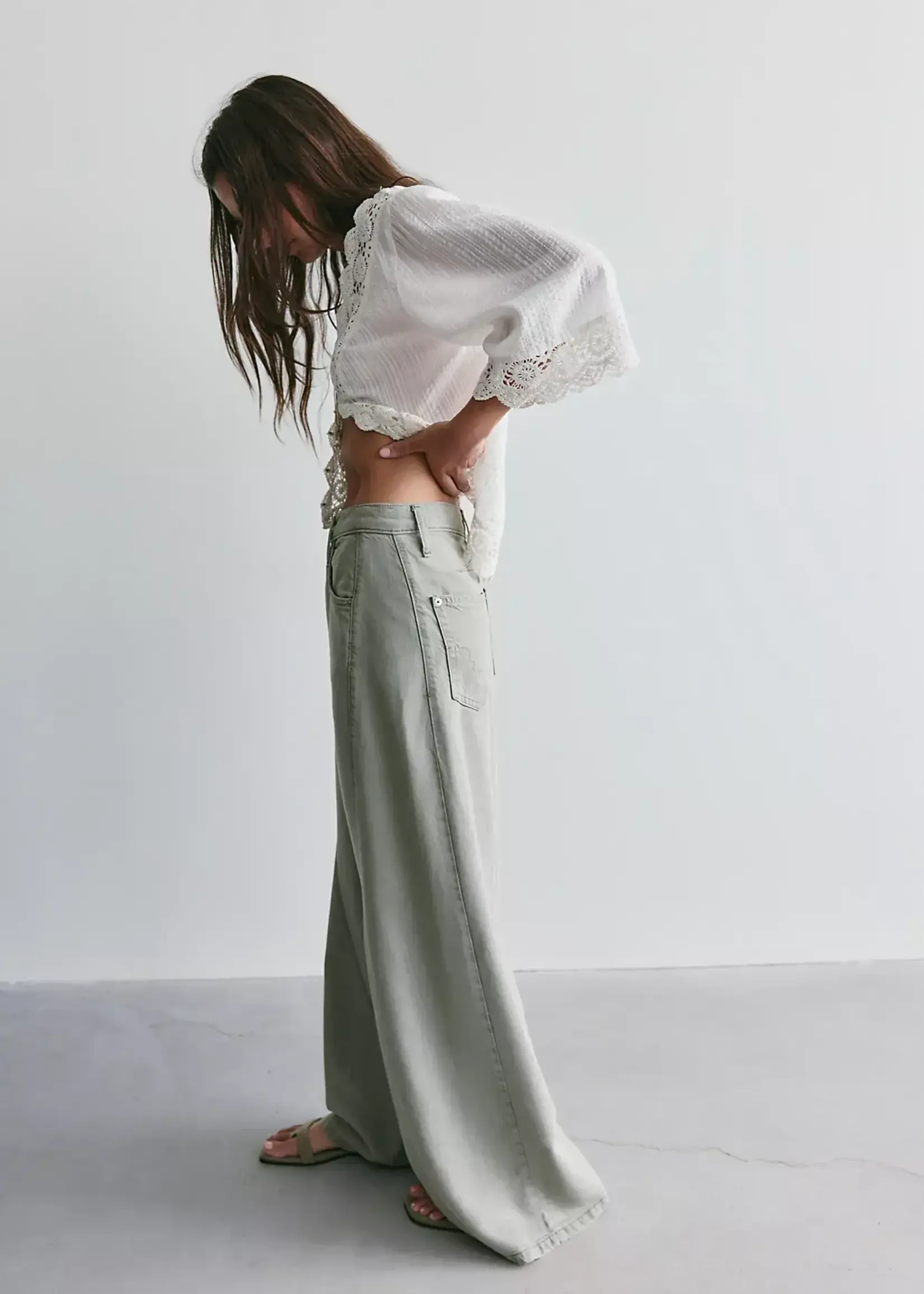 Free People Haven Mr. Baggy Wide Leg Jean (Seagrass)