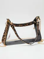 Mimi Wholesale Marilyn Clear Satchel W/Chain (Leopard)