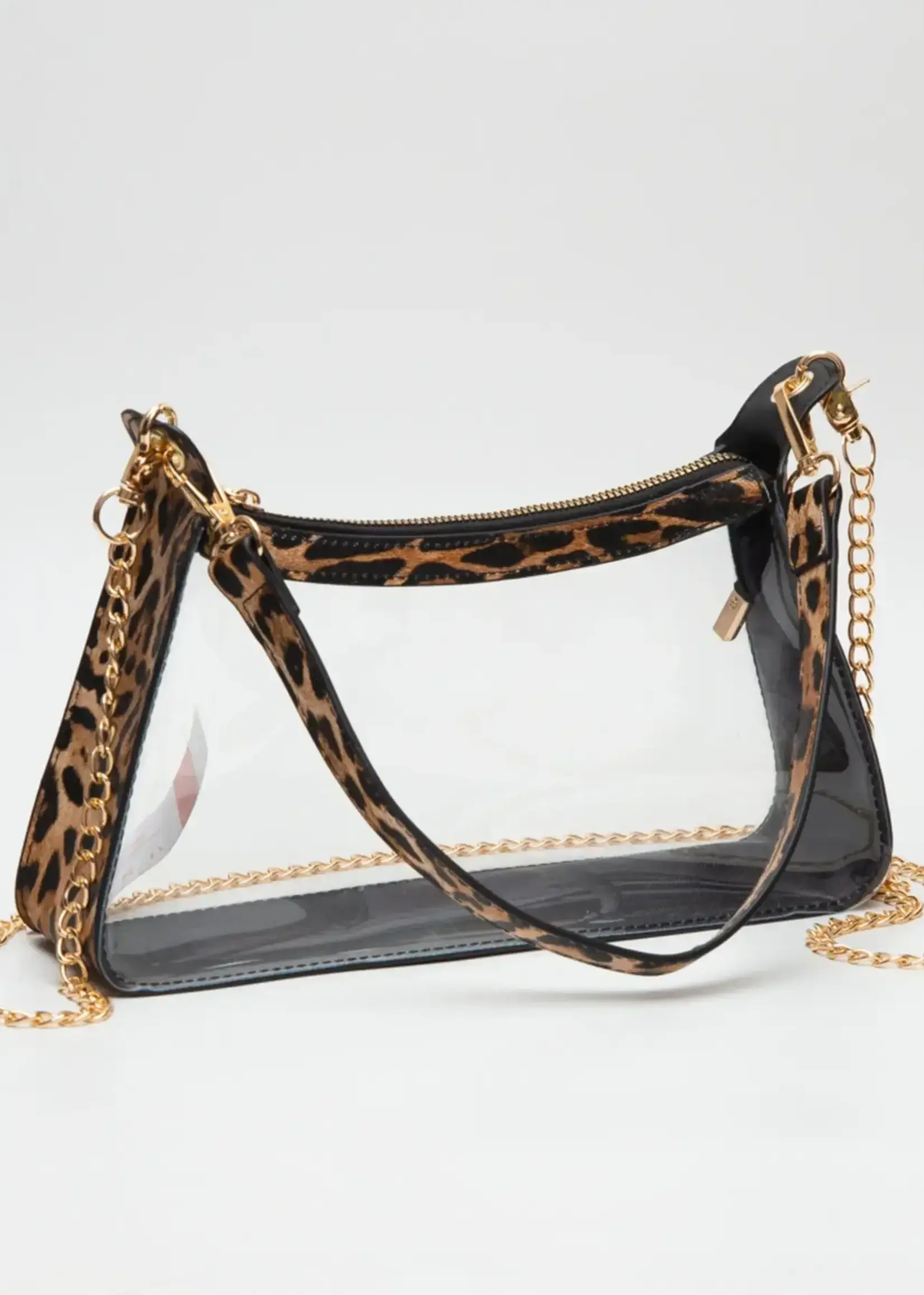 Mimi Wholesale Marilyn Clear Satchel W/Chain (Leopard)