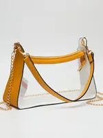 Mimi Wholesale Marilyn Clear Satchel W/Chain (Gold)