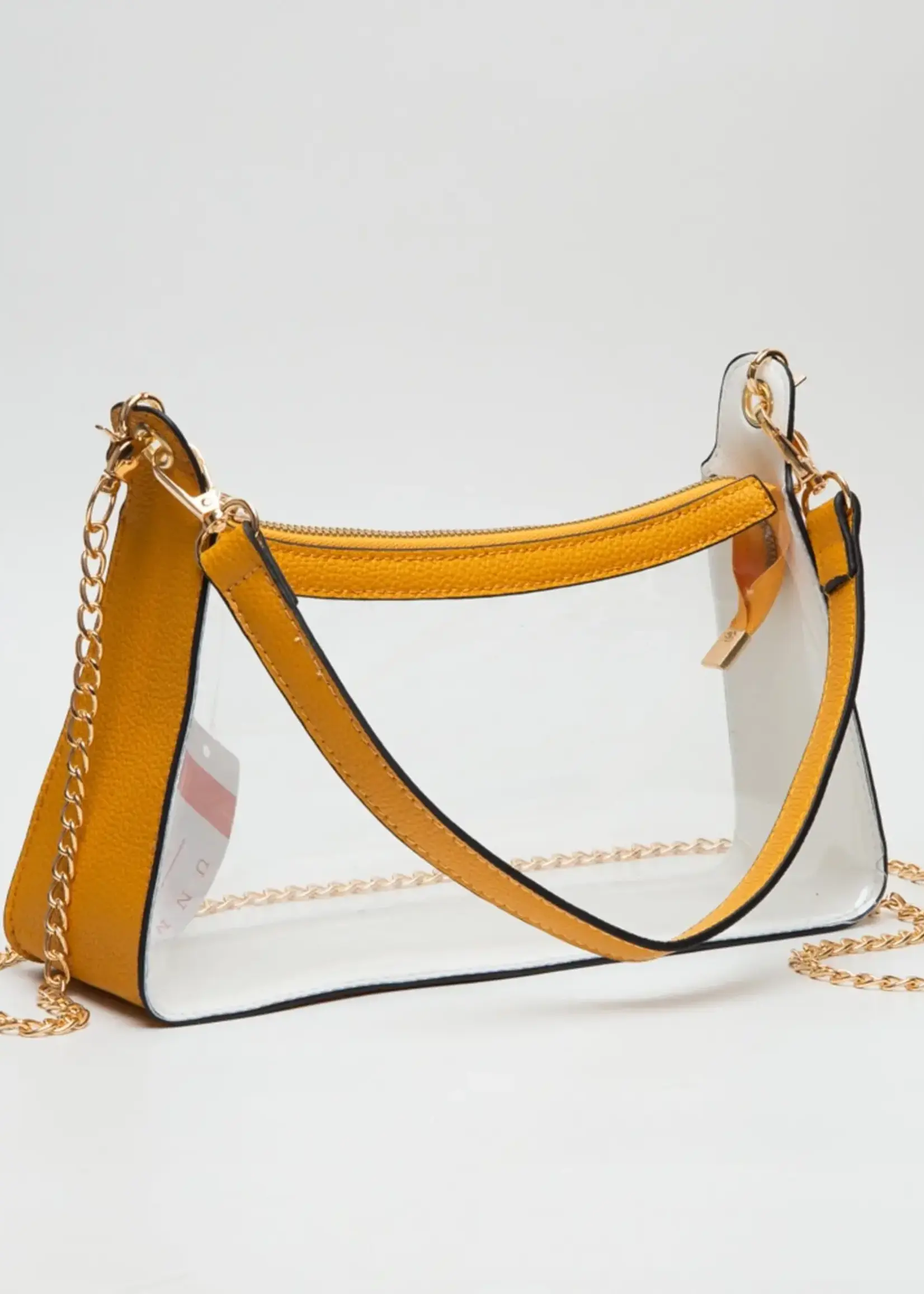 Mimi Wholesale Marilyn Clear Satchel W/Chain (Gold)