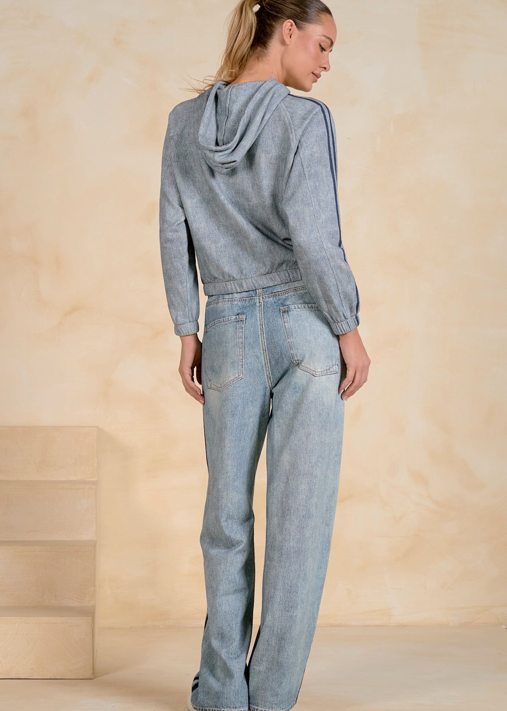 Elan Bomber Hoodie Jacket (Denim)