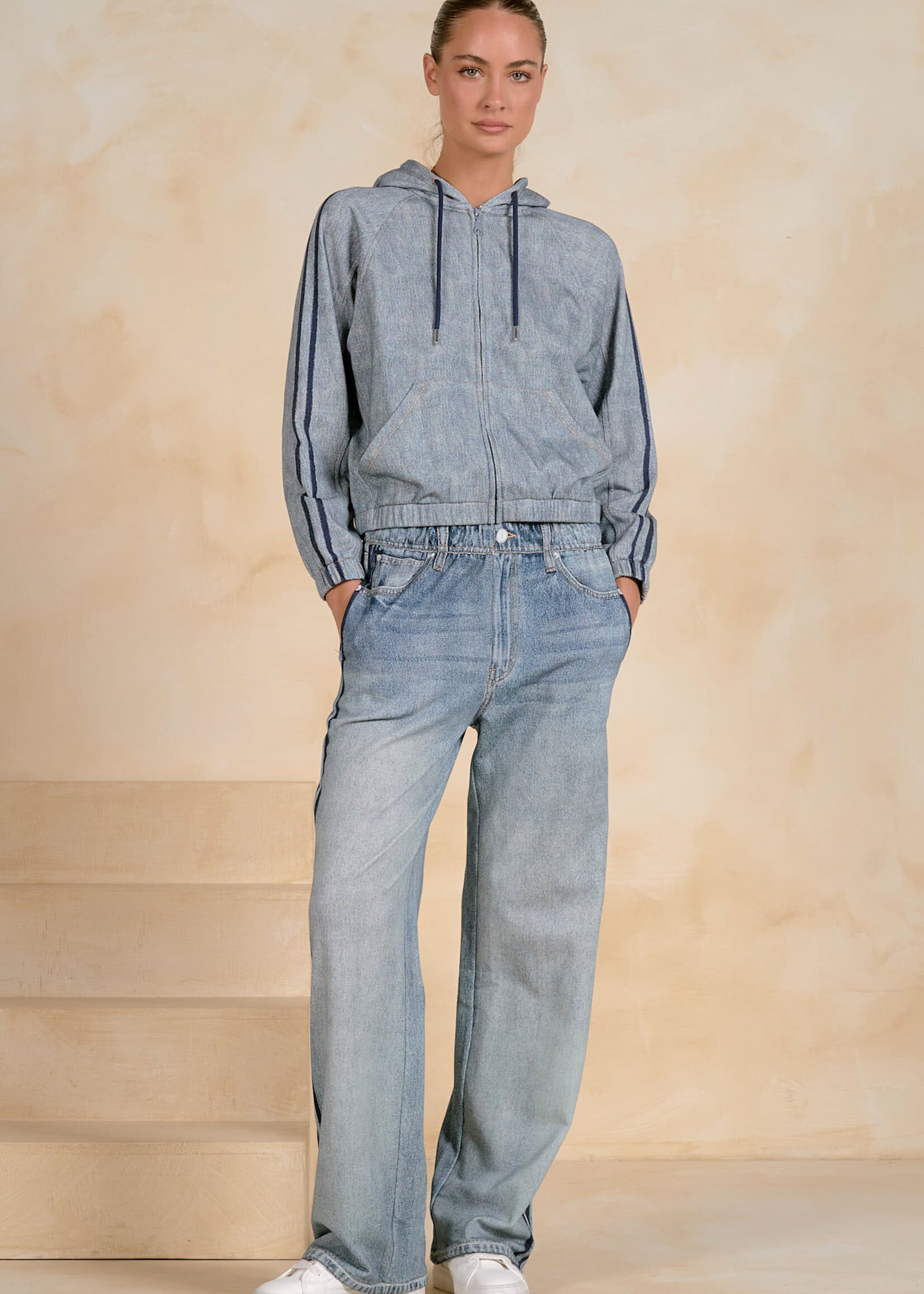 Elan Bomber Hoodie Jacket (Denim)