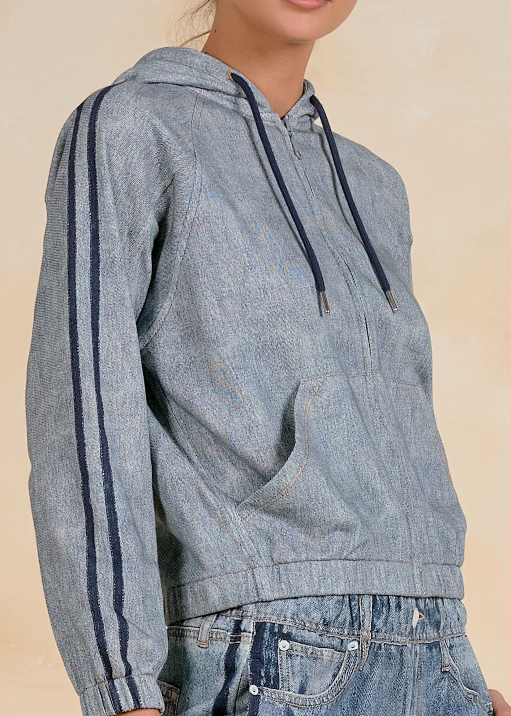 Elan Bomber Hoodie Jacket (Denim)