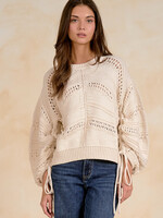 Elan Open Knit Tie Sweater (Off White)