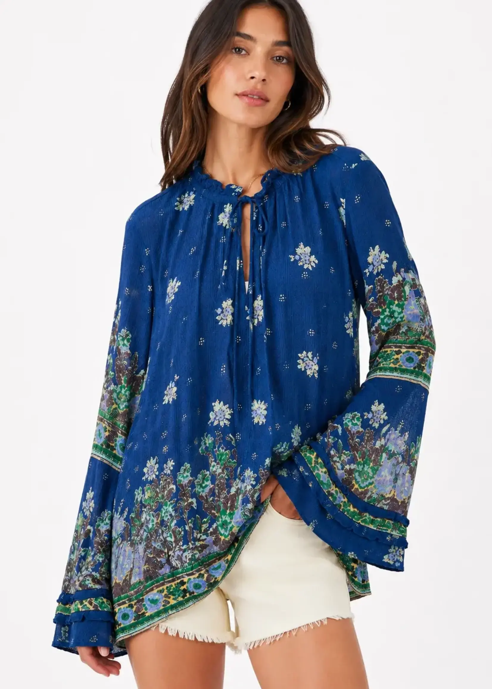 Free People BRIDGETTE TUNIC / DEEP INDIGO COMBO