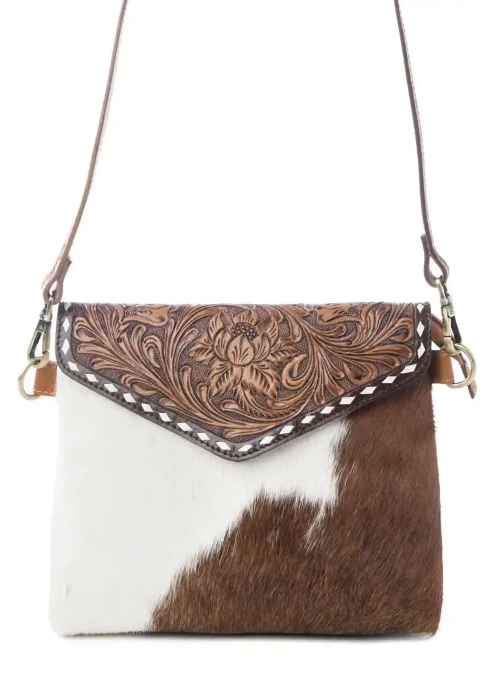 Myra Bag Dune Lily Handtooled Leather Bag (Snowdrift Hide)