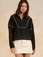 Elan 1/4 Zip Front Sweater (Black)