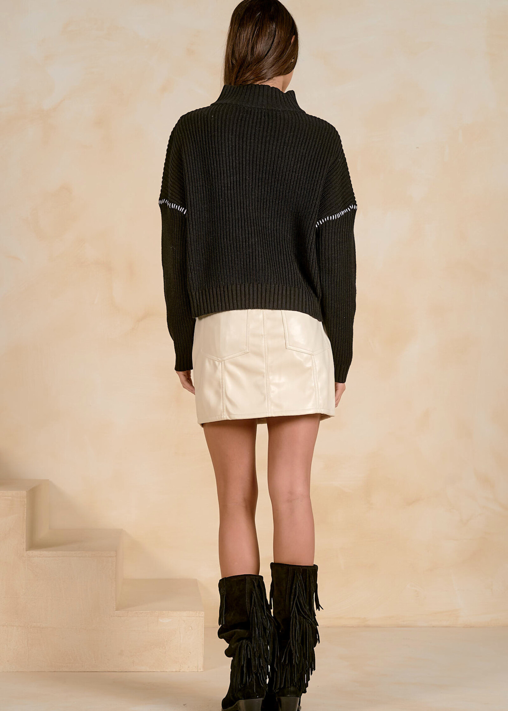 Elan 1/4 Zip Front Sweater (Black)