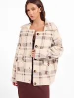 Sage The Label Lola Plaid Coat (Cream Brown)