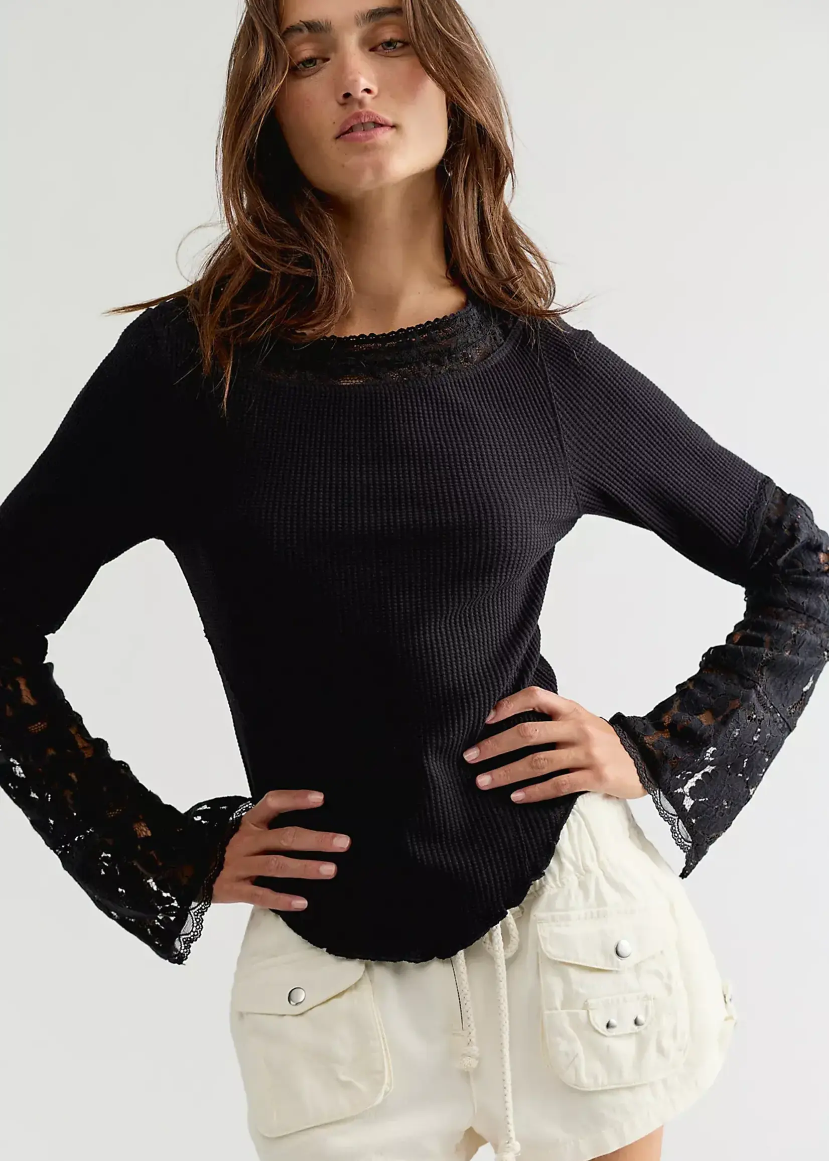 Free People Amber Lace Top (Black)