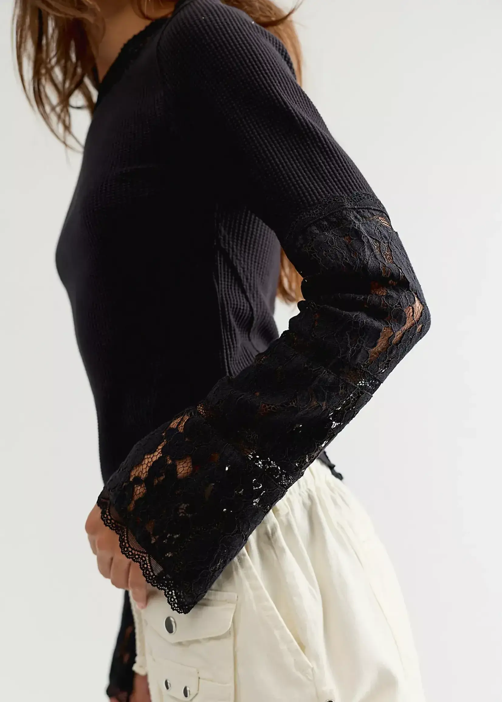 Free People Amber Lace Top (Black)