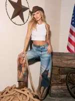 Blue B Horse Print Barrel Leg Jean (Denim)