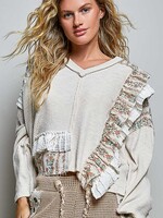 POL Floral Ruffle Trim Top (Powder Beige)