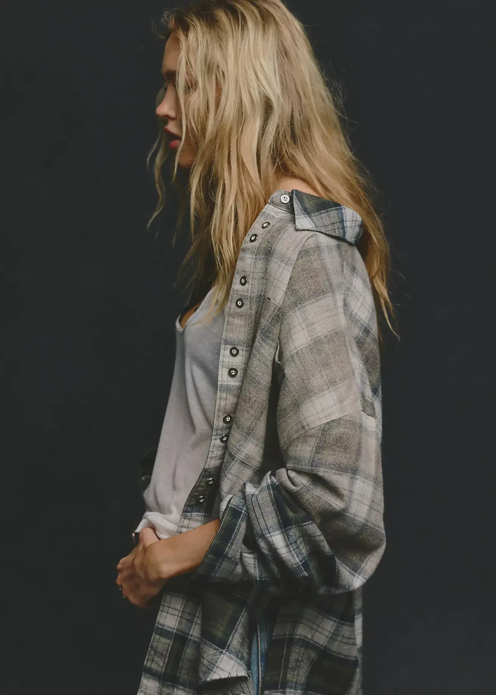 Free People Lexi Plaid Shirt (Forest Green Combo)