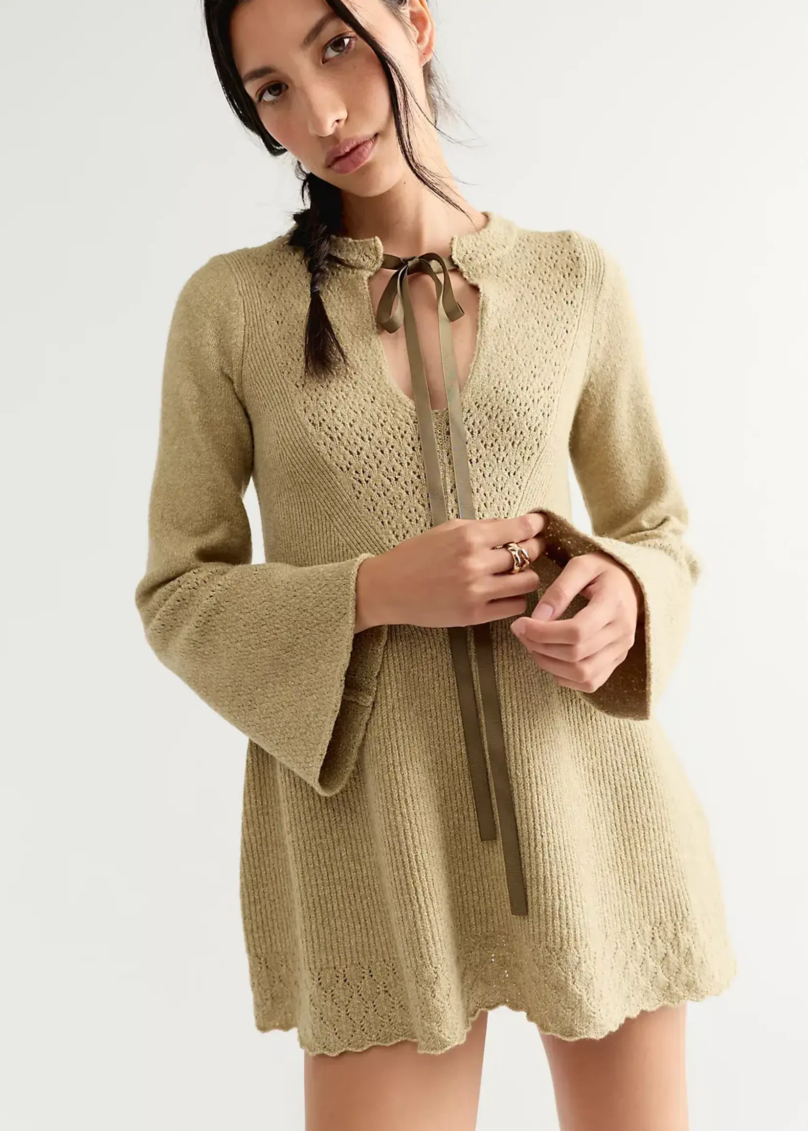 Free People BALI OLD FLAME SWEATER DR / OLIVE TREE HEATHER