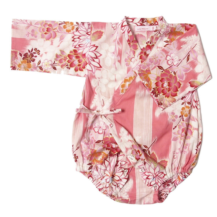 Lucky Wang Kimono One Piece Pink Mum Cascade