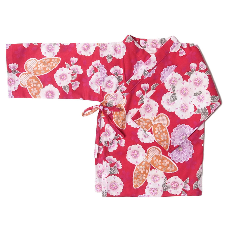 Lucky Wang Kimono Butterfly Floral Red