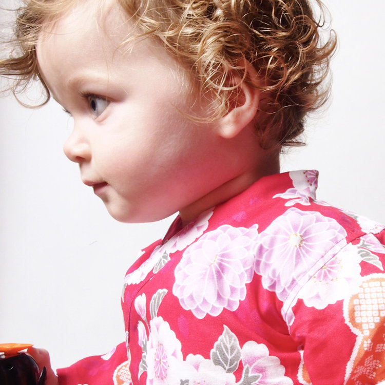 Lucky Wang Kimono Butterfly Floral Red