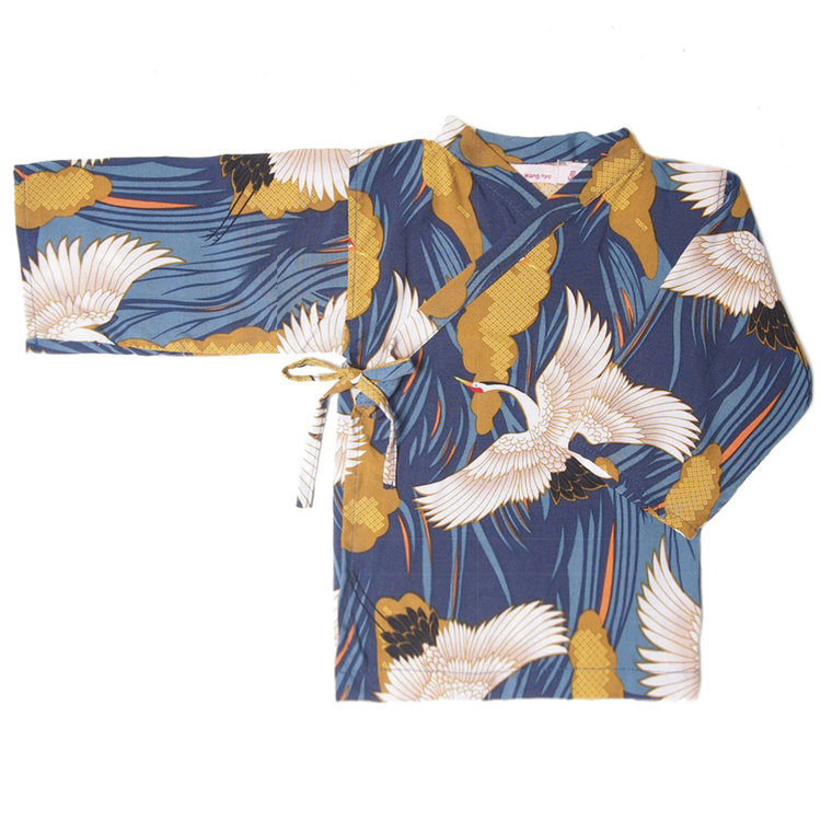 Lucky Wang Kimono Golden Cloud Crane
