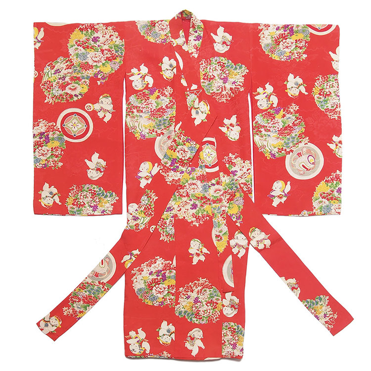 Vintage Silk Kimono Red, 3-7yrs
