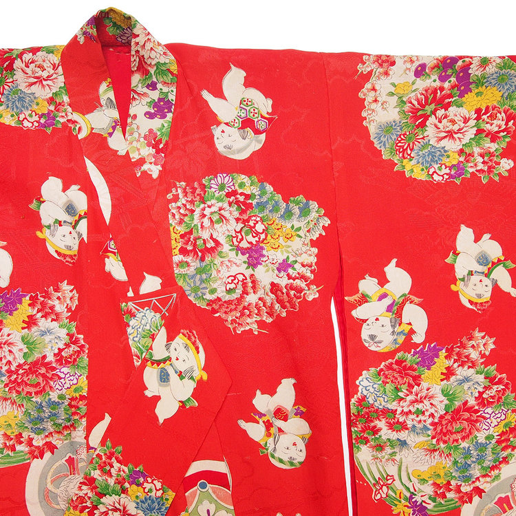 Vintage Silk Kimono Red, 3-7yrs