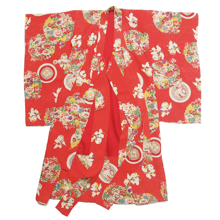 Vintage Silk Kimono Red, 3-7yrs