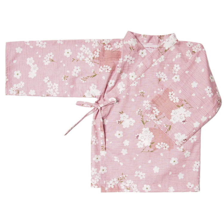 Lucky Wang Kimono Floating Wht Sakura Pink