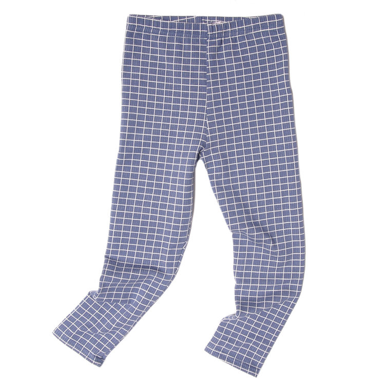 Lucky Wang Mini Grids Steel Blue Leggings
