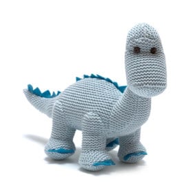 Organic Cotton Dinosaur Blue Baby Rattle