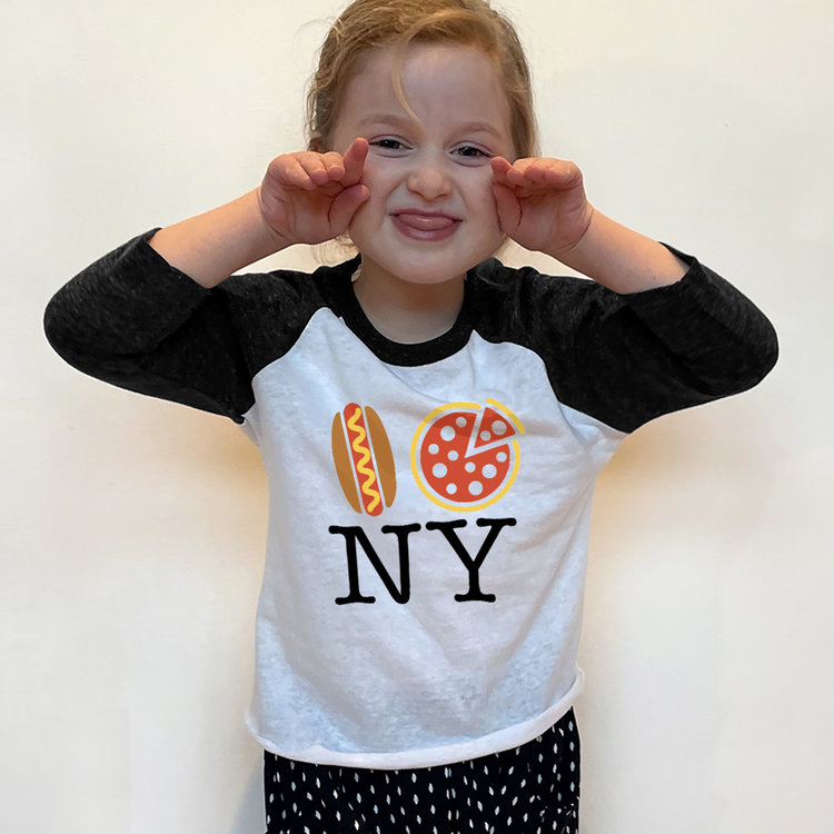 Lucky Wang Pizza NY Raglan Blk/Wht