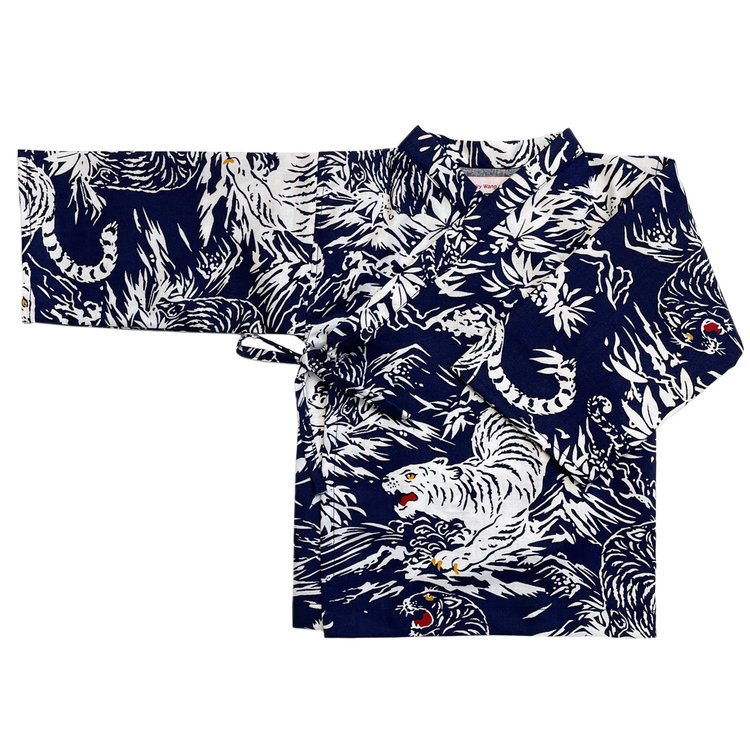 Lucky Wang Kimono Forest Tiger Blue