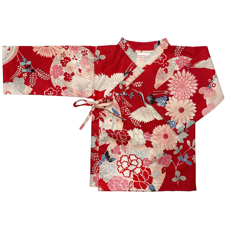 Lucky Wang Kimono Royal Crane Red