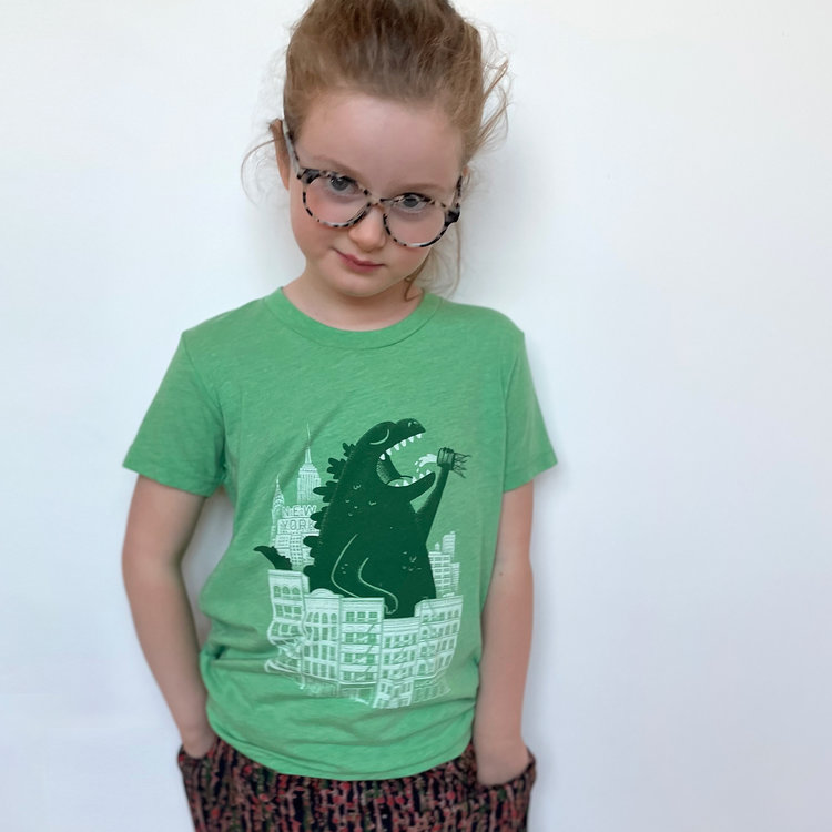 Lucky Wang New York Godzilla Green Tee