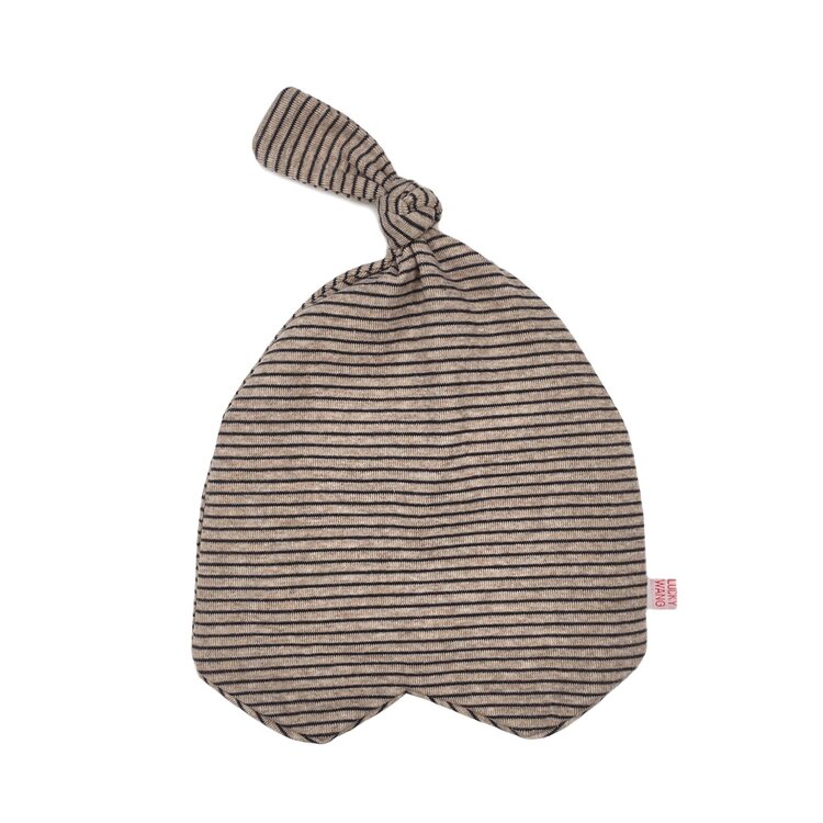 Lucky Wang LW Beanie Heather Brown Stripe