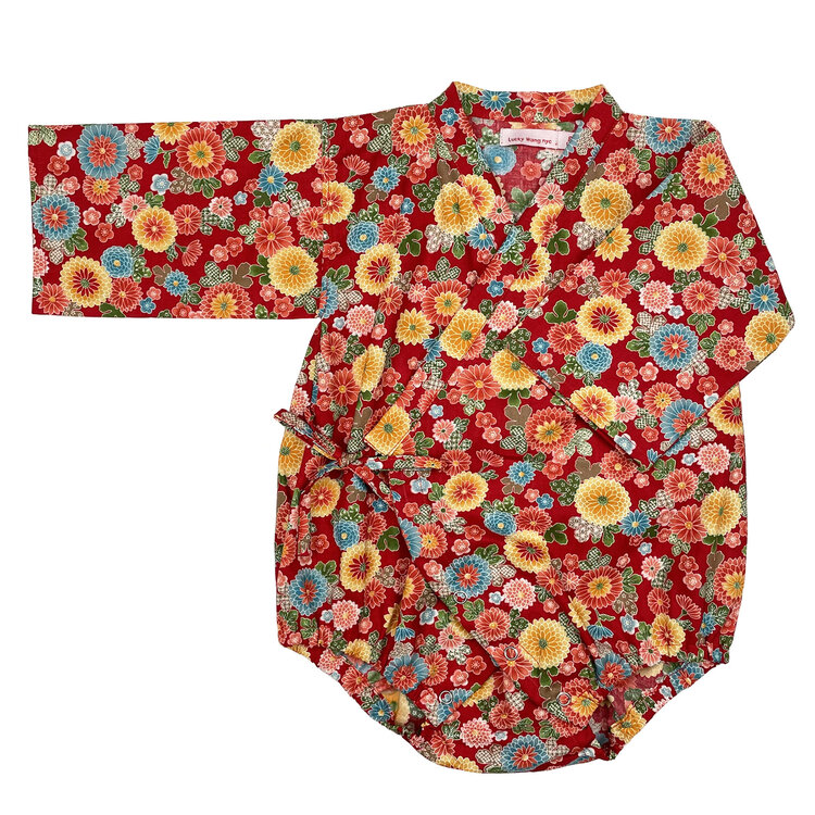 Lucky Wang Kimono One Piece Mum Festival Red