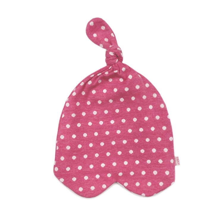 Lucky Wang LW Beanie Polka Dots Cerise Pink 6m