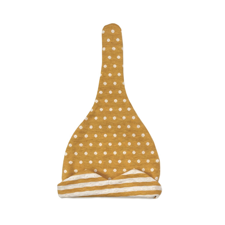 Lucky Wang LW Beanie Polka Dots Mustard